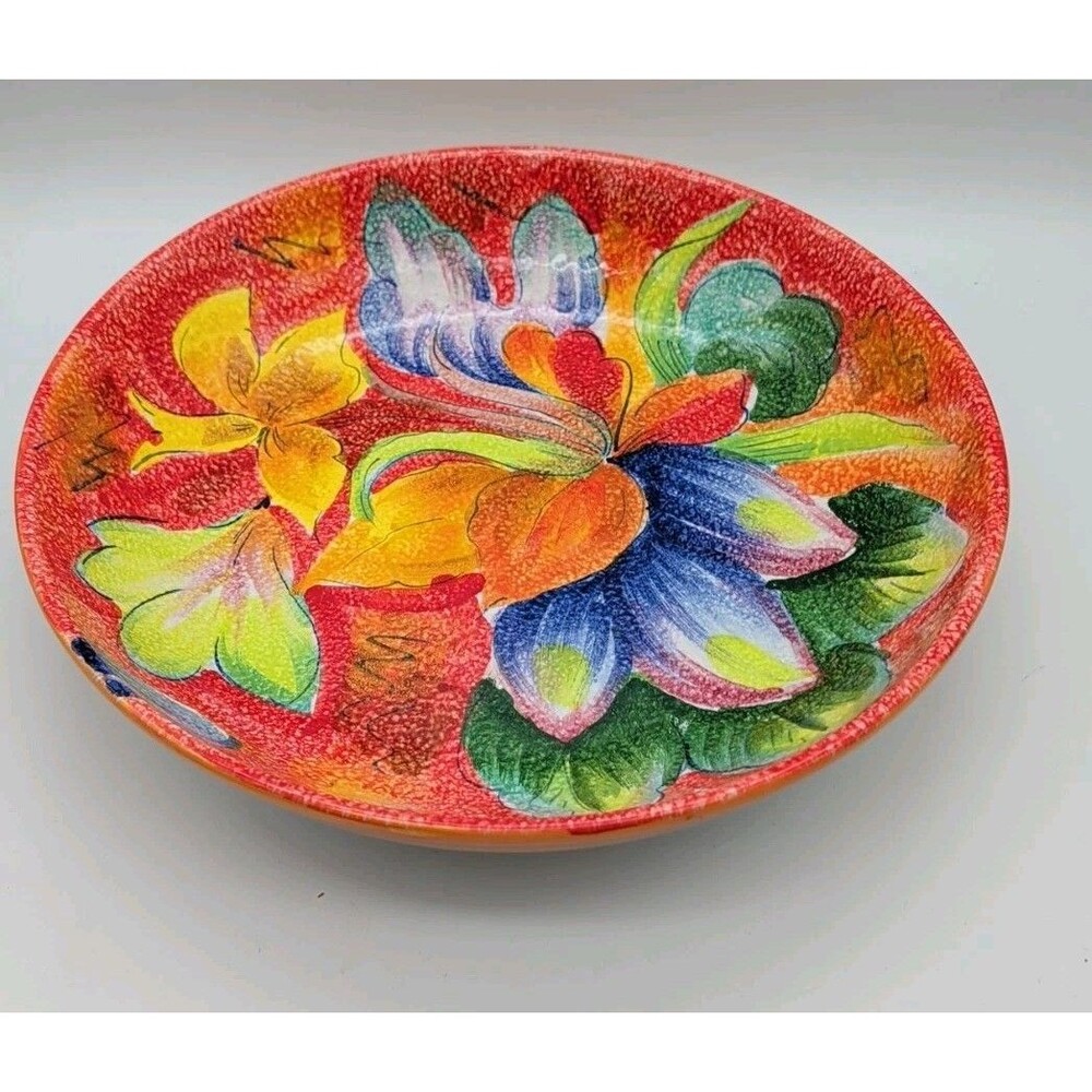 Ancora Italy 14" Serving Bowl Pasta Salad Fruit Flower Floral Bright